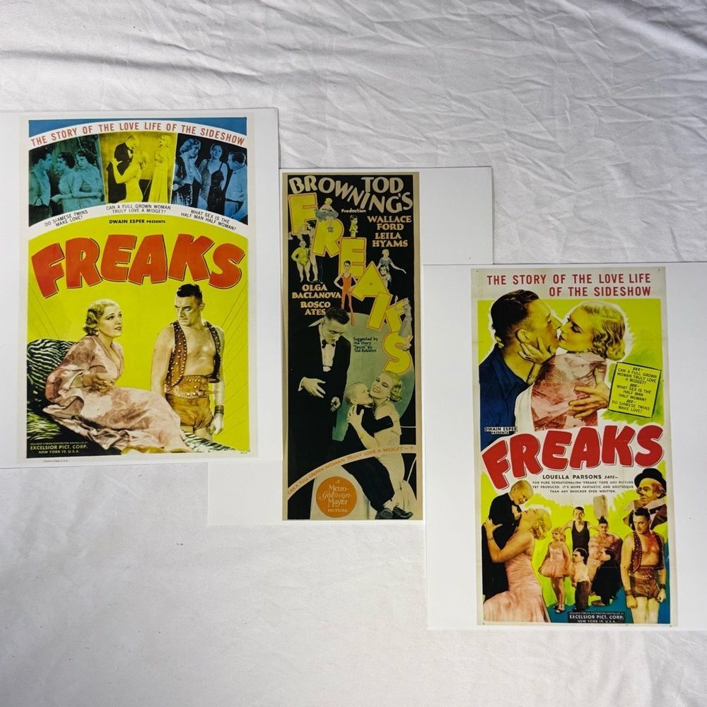 3 Vintage style 'Freaks' Movie Poster Prints photos
